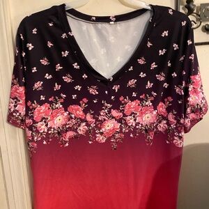 Floral V-Neck Women's Top